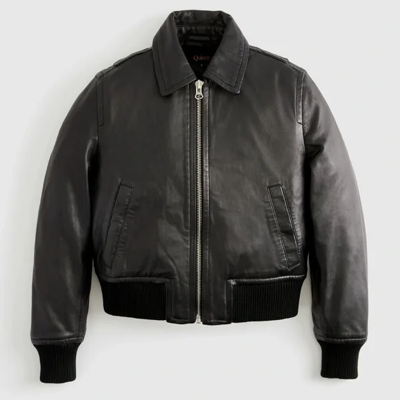 Quince washed leather bomber jacket - Picture 1 of 8